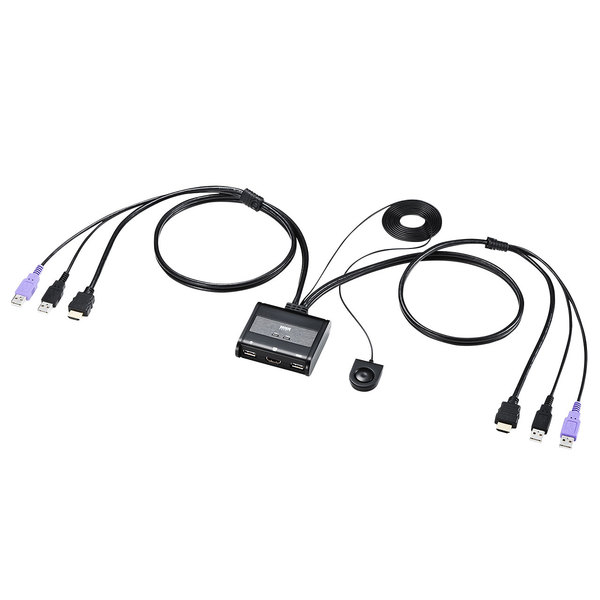 【SW-KVM2WHU】HDMI対応手元スイッチ付きパソコン自動切替器(2:1)