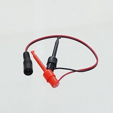 【EM-DCCABLEJ-TESTERCLIP】DCジャック 2.1mm(センタープラス)からICテスタークリップへの変換ケーブル(25cm)