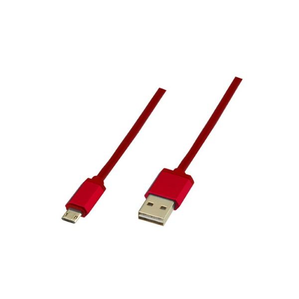 【GH-UCSMBWA1-RD】microUSB充電ケーブル 両面 1m レッド