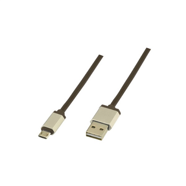 【GH-UCSMBWA2-BR】microUSB充電ケーブル 両面 2m ブラウン