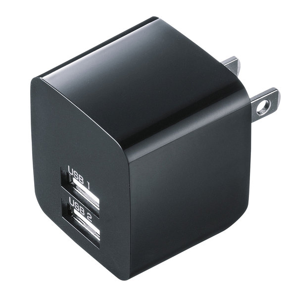 【ACA-IP44BK】USB充電器(2ポート 合計2.4 ブラック)