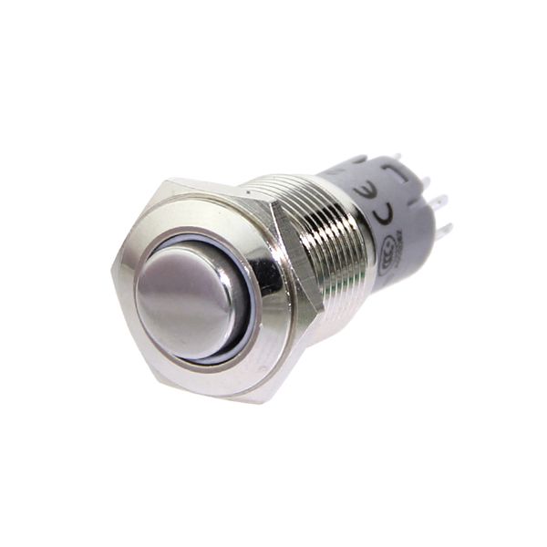 【311050015】16mm Momentary Metal Illuminated Push Button - White LED
