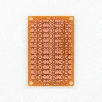 【ICB-86】ユニバーサル基板 片面 紙フェノール 72×47mm DIP-IC用連結パターン