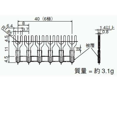 【BNJ26FWB*10】渡り金具(8mmピッチフォーク形)(10個入り)