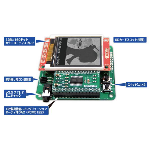 ラズパイ用ハイレゾオーディオDACボード(キット)【ADRPM1902K】