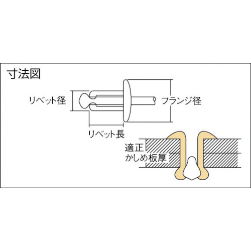 ブラインドリベット アルミ/スティール 4-3 (1000本入)【NSA4-3】