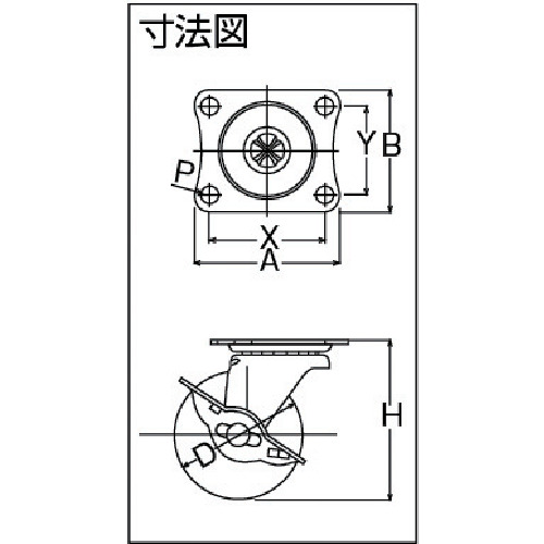 G型 自在SP付 ナイロン車50mm【415G-N50-BAR01】