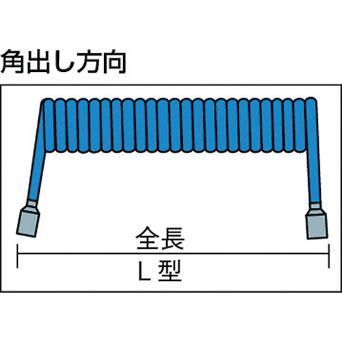 ウレタンコイルホース細巻 ストレート・L型 2.9m【CH-300-15】