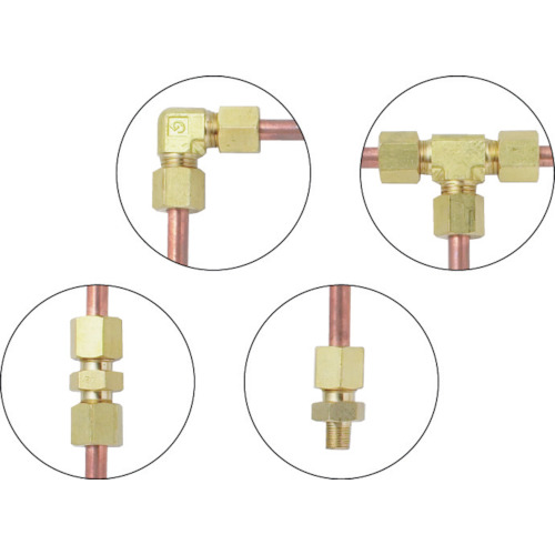 黄銅製ハーフユニオン Φ10×3/8B 銅管用 くい込み継手【GC-10X3/8B】