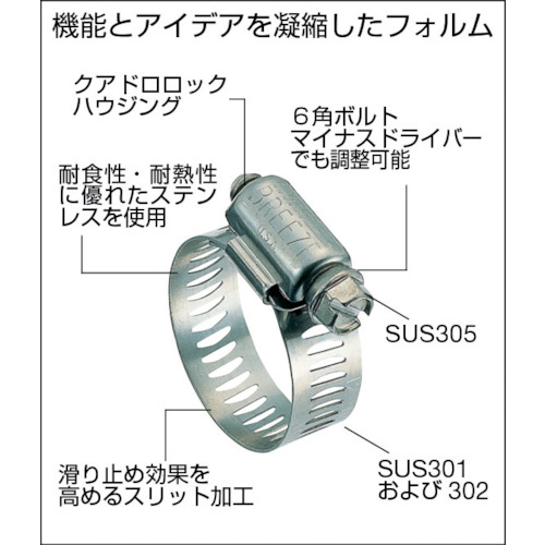 ステンレス強力機械ホースバンド 締付径40〜60mm (10個入)【TSB-60】