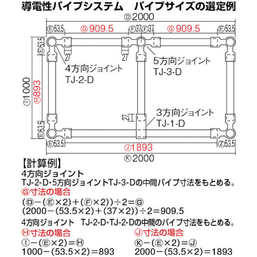 導電性パイプシステム3方向ジョイント【TJ-1-D】