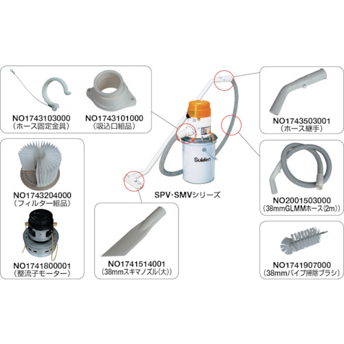 掃除機(クリーナー)用 38パイGLMMホース組品S 2m NO2001503000