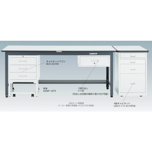 AEWS型作業台 1800X900 φ100ウレタンキャスター付【AEWS-1890CU100】