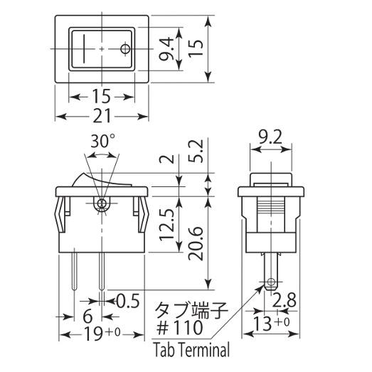 スイッチ 波動タイプ ON-OFF タブ端子 点入り【DS850KF1WDK】
