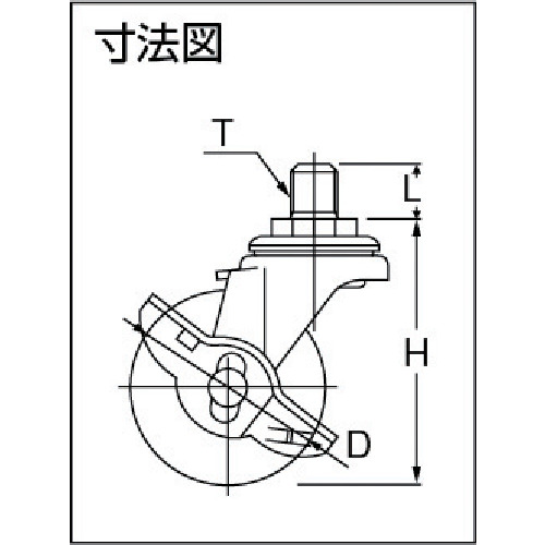 ねじ込みキャスターS付自在車 50径ゴム車輪ピッチ1.25【LT-50RS-M12-14】