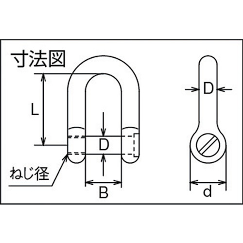 ステンレス 沈みシャックル 呼び3mm (1個=1袋)【B-2252】