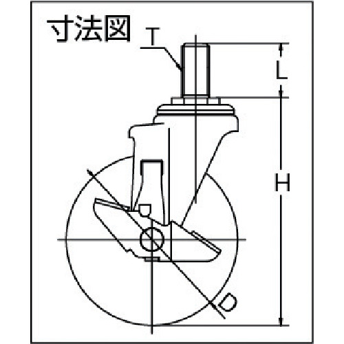 ねじ込みキャスターS付自在車 100径ゴム車輪【SJT-100WPS-M16-40】