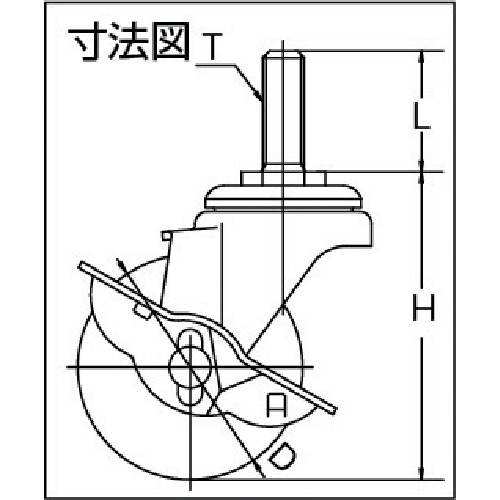 ねじ込みキャスターS付自在車 65径ハードゴム車輪【ST-65RHS-M16-40】