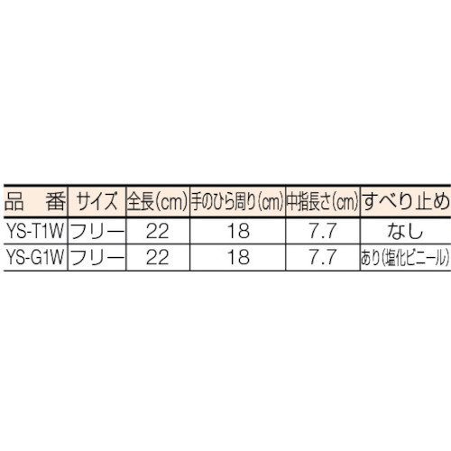 アラミドパワー手袋 女性用(帝人アラミド社製トワロン100%)【YS-T1W】