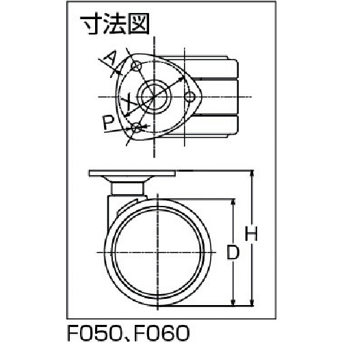 プレート式双輪キャスター 50径 自在【F050】