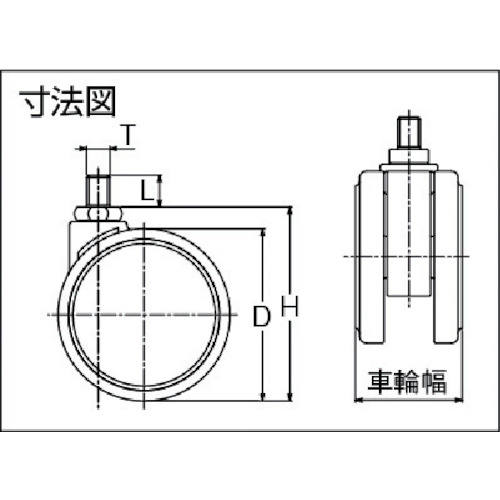 ねじ込み双輪キャスター 50径 自在 M12x1.75【F050N12】