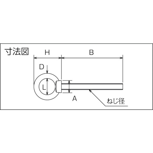 ステンレスつば付きロングアイボルト鍛造製 M8 (1個=1袋)【TLTF-8M】