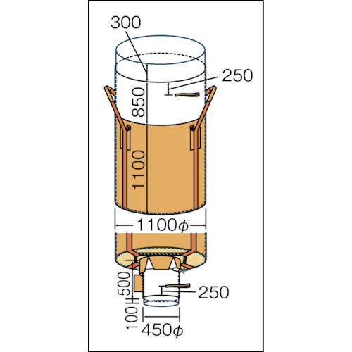 コンテナバッグ丸型 内袋付 排出口付【YS-CB-1000C-PE】