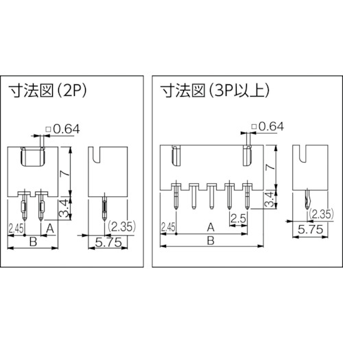 XHコネクタ用ベースピン トップ型 (100個入)【B3B-XH-A】