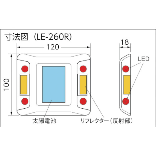 ルミナスアイ・マイティ ソーラー式点滅 片面 黄【LE-260A2】