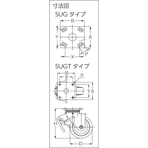 重量用キャスターSUG-31-404-PSE(200-133380【SUG-31-404-PSE】