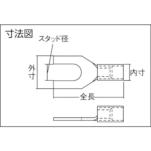 ビニル絶縁付角先開形端子(ストレート形) V2-N3A 100個入り【V2-N3A】