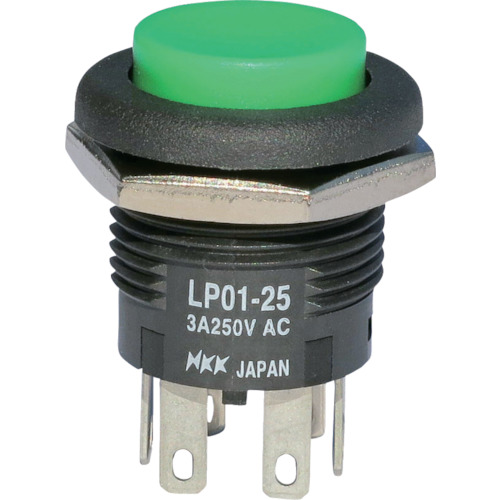 低背形押ボタンスイッチ LP ボタン緑 2極ON-(ON)【LP01-25CCKNS1M】