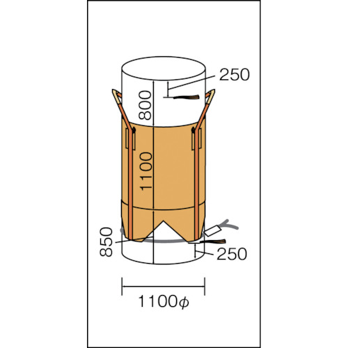 コンテナバッグ丸型 1t 上下全開タイプ【YS-CB-1100F】