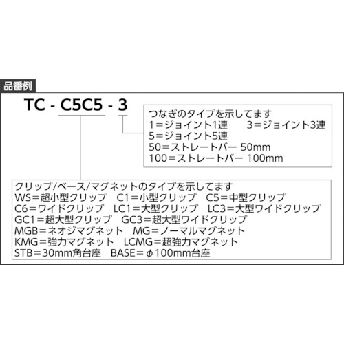 ホルダー式クリップ 大型ワイドクリップ+ストレートバー50+大型ク【TC-LC1LC3-50】