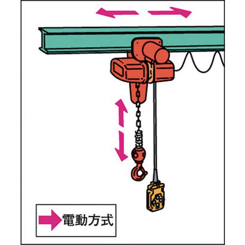 単相100V電気トロリ式電気チェーンブロック(1速型)490KG【ASM-K4930】