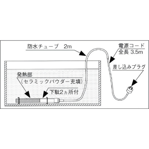 ステンレス潜水ヒーター100V単相0.5kW【YDS-10.5】