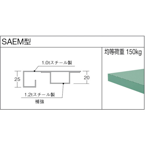 SAEM型高さ調節作業台 1800X750 下棚2枚付【SAEM-1800LT2】