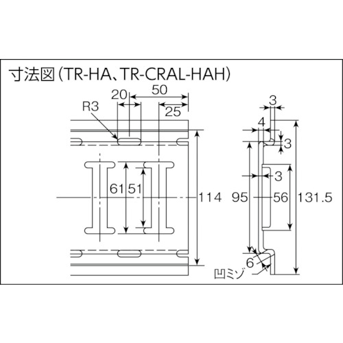 アルミ水抜き穴レール【TR-HA】