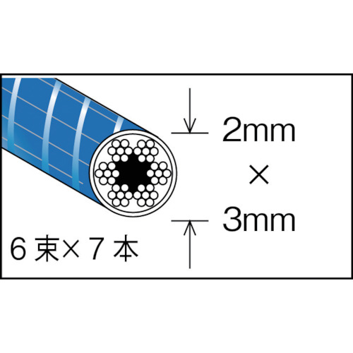 メッキ付ワイヤロープ PVC被覆タイプ Φ2(3)mmX100m【CWP-2S100】