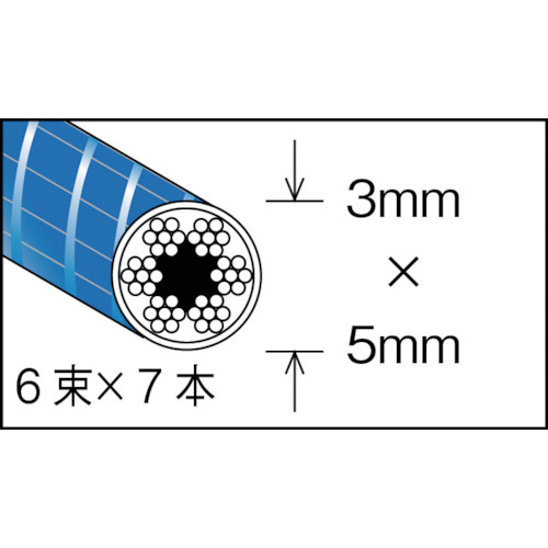 メッキ付ワイヤロープ PVC被覆タイプ Φ3(5)mmX100m【CWP-3S100】