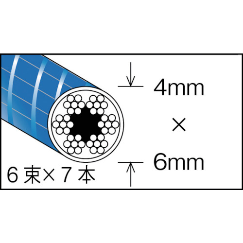 メッキ付ワイヤロープ PVC被覆タイプ Φ4(6)mmX100m【CWP-4S100】