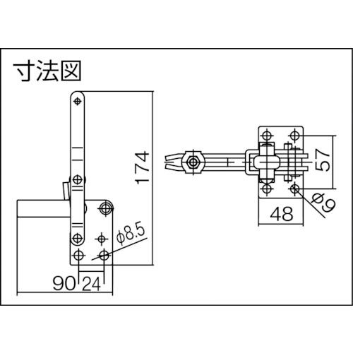 下方押え型トグルクランプ(垂直ハンドル式)【TD35S】