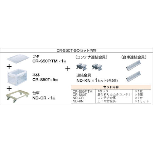 扉付折りたたみコンテナ台車セット【CR-S50T-S】