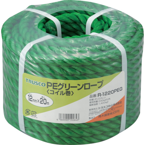 TRUSCO(トラスコ) ビニロンロープ 白 12mm×30m 3つ打タイプ R-1230-