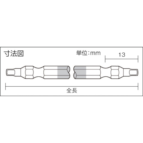 四角カラービット2本組 ■#3×45【ACS-3345】