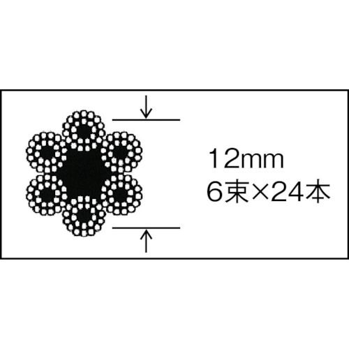 JIS規格品メッキ付ワイヤロープ (6X24)Φ12mmX10m【JWM-12S10】