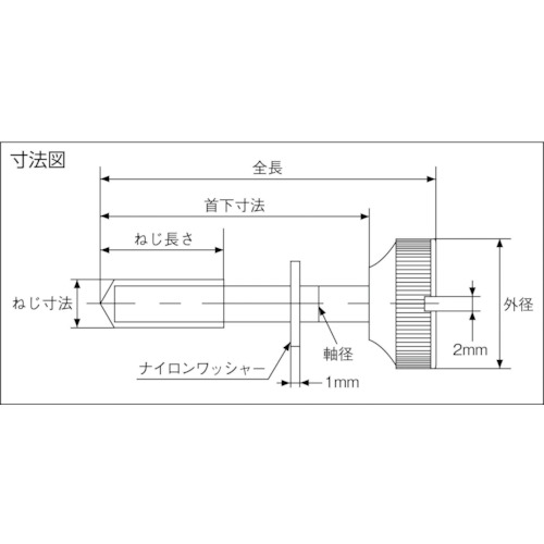 足長ローレットつまみ SUS303 径22 ねじM8 全長45【TLK-22-M8-45】