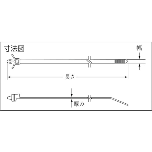 押し込みタイプナイロン結束バンド 耐候性黒 (100本入)【PLWP2S-C0】