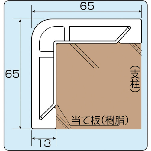 コーナー用ガードパッド アイボリ 65×65×1000mm ビス6個付【246071】