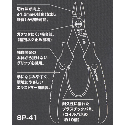 ミドルステンレス ニッパ(バネ付) 150mm【SP-41】